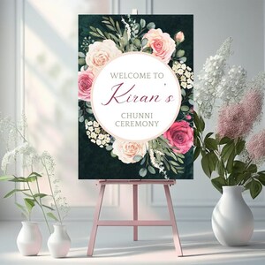 Wedding Welcome Sign | Perfect for Mehndi, Chunni, Sangeet | Modern, Floral Wedding Welcome Signs | Digital