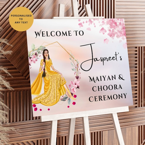 Indian Maiyan Haldi or Vatna Wedding Sign - Punjabi or Hindu Bride Sign