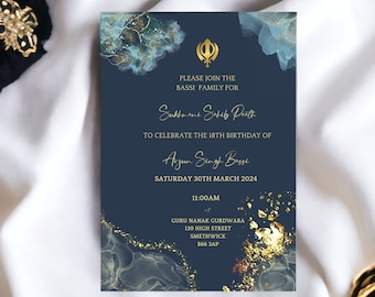 Sukhmani Sahib Part Invitation | Digital | Paath Invite | Sikh | Modern | 18th Birthday or 21st Birthday | File Can sent via WhatsApp