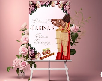Choora Welcome Sign | Indian Wedding | Jago Sign |  Choora Maiyan Night Prewedding | Punjabi Wedding Decor | Digital