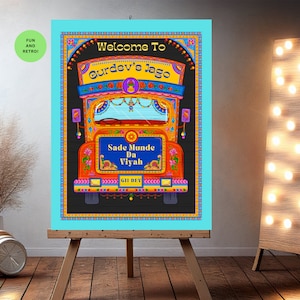 Punjabi Retro Desi Truck Sign Willkommensschild | Sade Munde Da Viyah | Digital