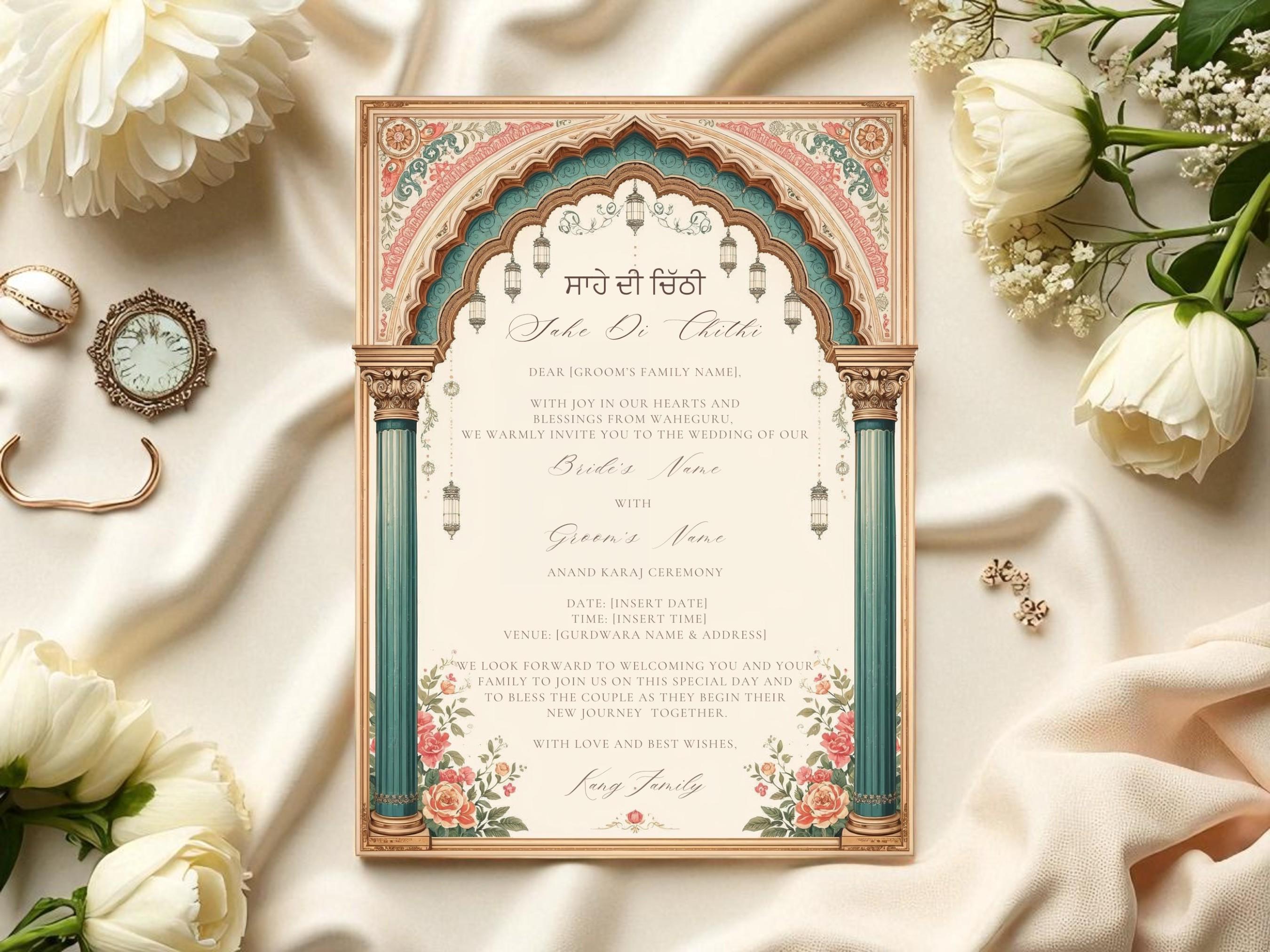 Chithi Idea Sahe Di Chithi - Traditional Regal Sahe Di Chithi Written in Punjabi ...