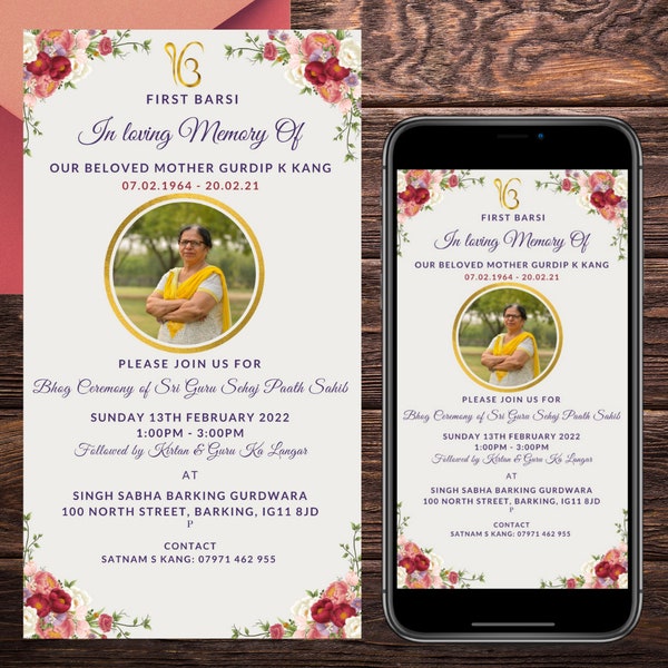 Digital Sikh Funeral Invitation Etsy