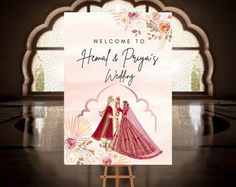 Hindu Wedding Welcome Sign | Hindu Wedding Stationery | Indian Asian | Digital