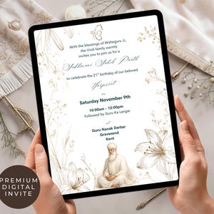 de modèle d'invitation de chemin de Sukhmani Sahib modifiable | Invitation sikh | Invitation chemin du Pendjabi | Design moderne minimaliste haut de gamme | Téléchargement instantané