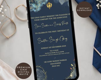 Sukhmani Sahib Part Invitation | Digital | Paath Invite | Sikh | Modern | 18th Birthday or 21st Birthday | Instant Download Template