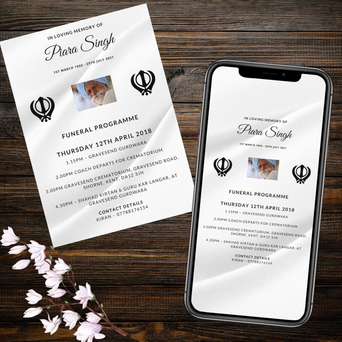 Asian / Indian Sikh Punjabi Funeral Programme Etsy Canada