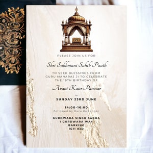 Sukhmani Sahib, Sikh Akhand Sahib Parte Invito - Compleanno - L'invito può essere inviato tramite WhatsApp Compleanno - Download istantaneo
