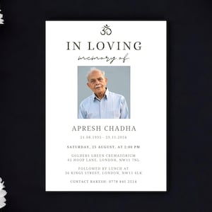 Hindu Funeral Program Invitation, Digital, Send Via Whatsapp, Instant Download, Funeral Arrangement Details