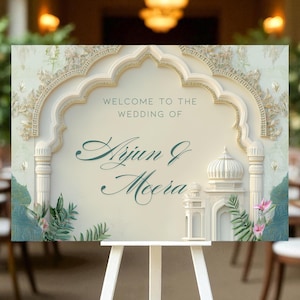 Premium Indian Wedding Welcome Sign with a Regal Theme | Hindu Wedding Signs | Luxury Wedding Sign | Personalised | Digital