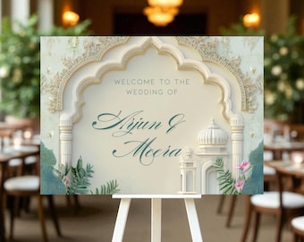 Premium Indian Wedding Welcome Sign with a Regal Theme | Hindu Wedding Signs | Luxury Wedding Sign | Personalised | Digital
