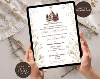 Editable Sukhmani Sahib Path Invitation Template | Modern Minimal Invite | Birthday Path Invitation | Canva Template Instant Download