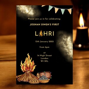Lohri Invitation | Lohri Celebration | Editable DIY Canva Template | Digital Download | Instant Download
