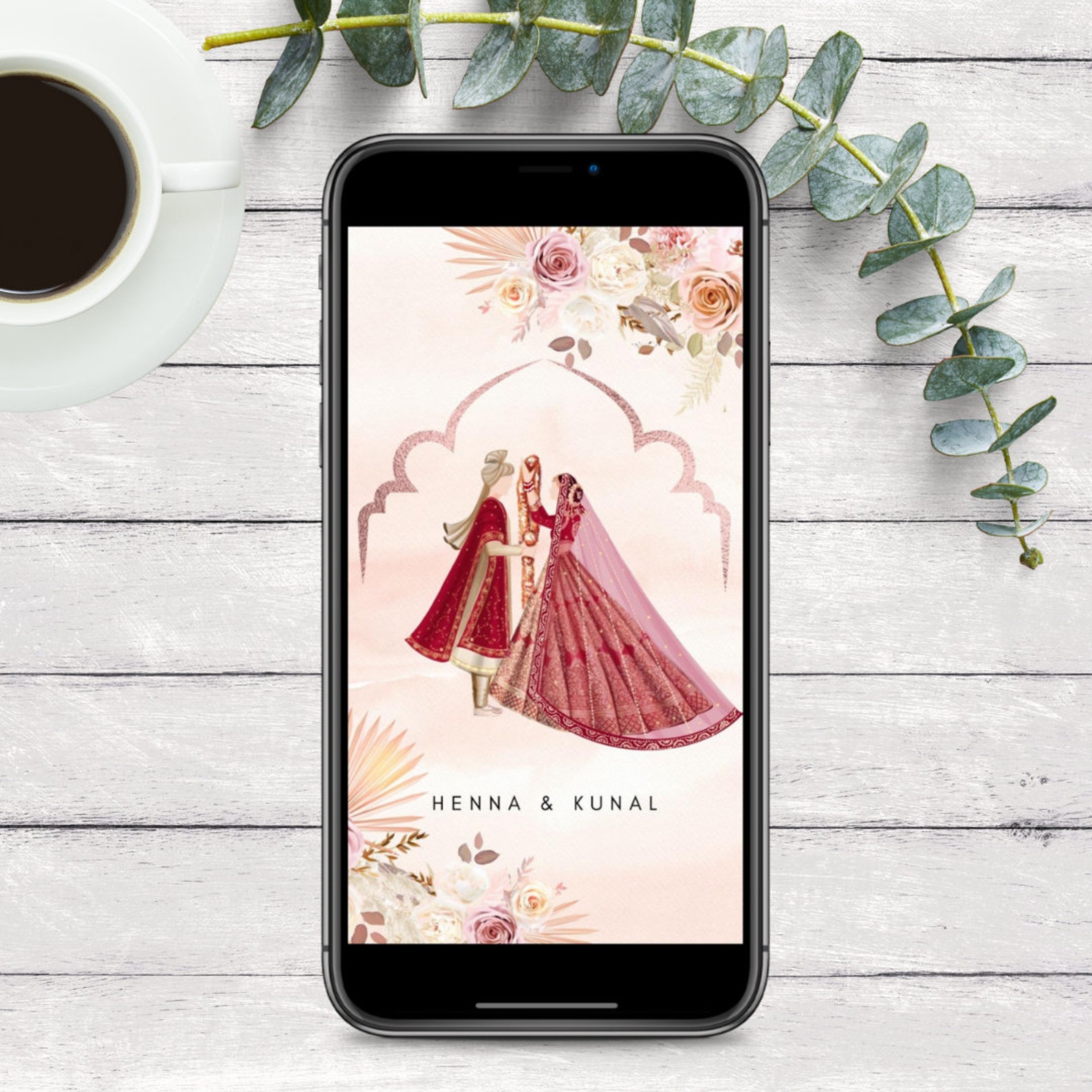 Buy Indian Wedding Digital Invitation Phera Illustration Couple Online