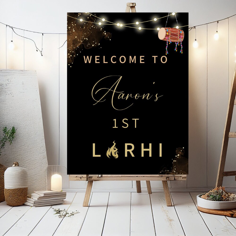 Panneau de bienvenue Lohri - Bébé fille ou bébé garçon ou nouveau mariage - Célébration de la naissance Décoration Lohri - Fichier numérique