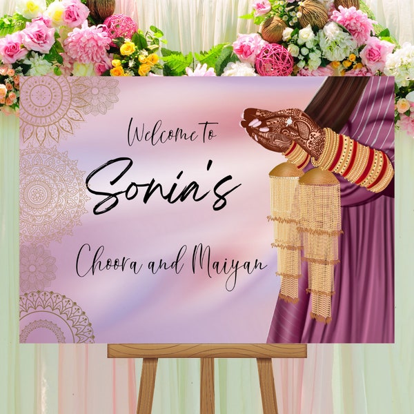 Choora Welcome Wedding Sign - Pre-Wedding Choora Jago Maiya - \Wedding Decor Decoartion Decorations - Digital Option