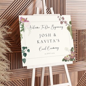 Personalised Roka Ceremony Sign | Printed Foamex Board A1 A2 | Botanical Floral | Indian Engagement Décor | Custom Names & Date | UK Seller image 4