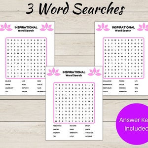 Inspirational Word Search 3 Printable Word Searches Answer - Etsy