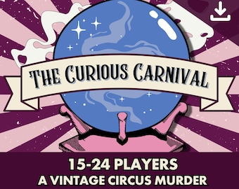 Gioco del mistero dell'omicidio al circo / 15-24 giocatori / Kit per feste misteriose per adulti stampabile / Download digitale / Cena di Carnevale con delitto