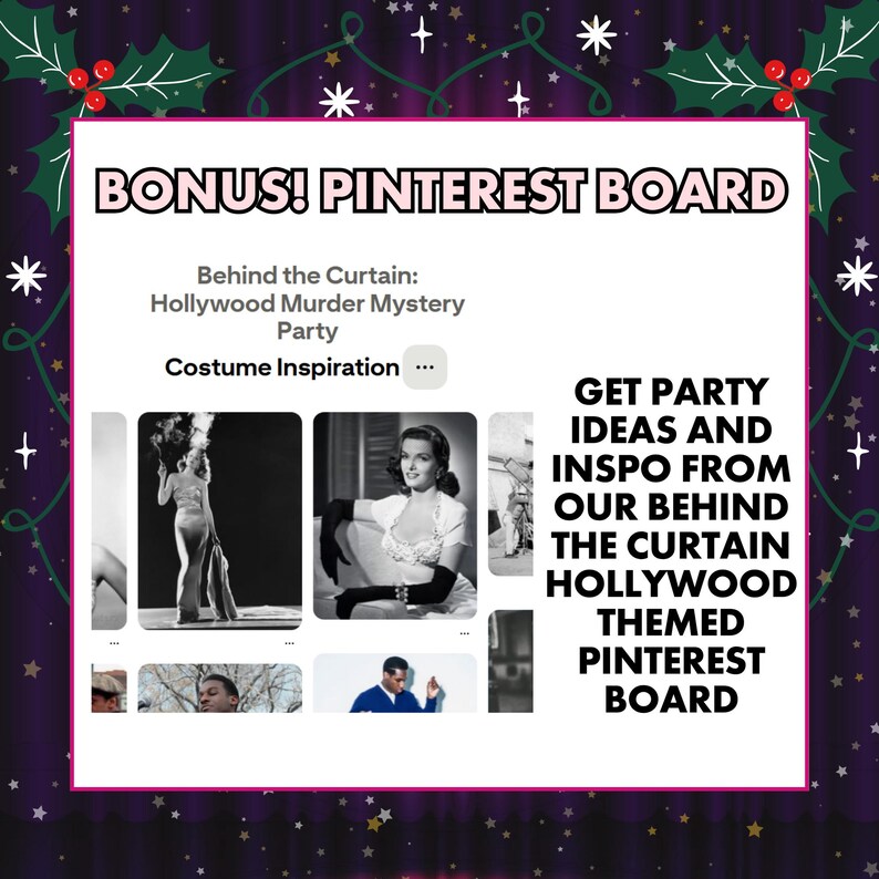 Christmas Murder Mystery Party Game for 6–10 Players Printable | Holiday Hollywood Mystery Kit | 1950s Vintage Dinner Party Game image 11