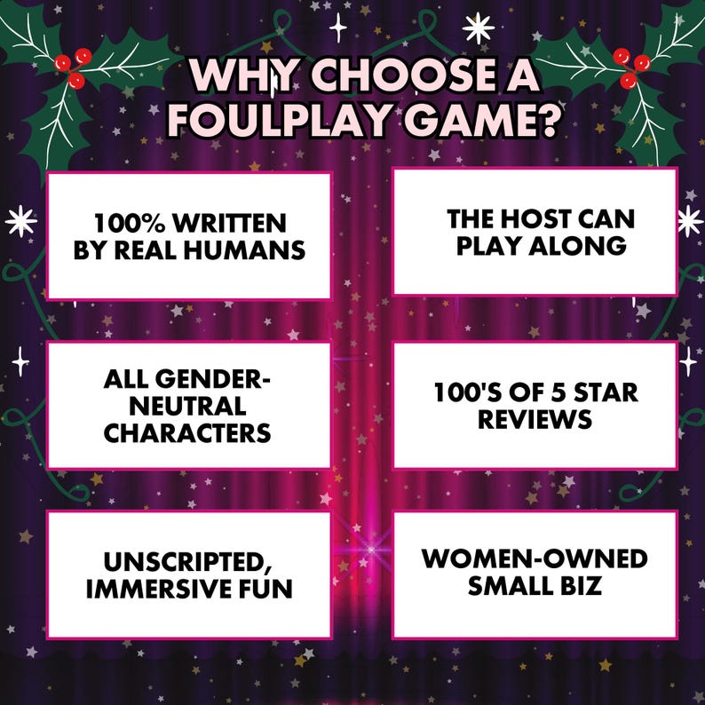 Christmas Murder Mystery Party Game for 6–10 Players Printable | Holiday Hollywood Mystery Kit | 1950s Vintage Dinner Party Game image 7