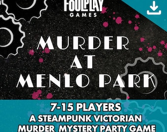 Steampunk Murder Mystery Game | 7–15 Players | Printable Adult Mystery Party Kit | Digital Download | Victorian Whodunit Dinner Party