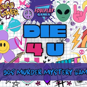 90s Murder Mystery Party Game/7-15 Players/Instant Download/Adult Murder Mystery Party Kit/Murder Mystery Box/Role Playing Game