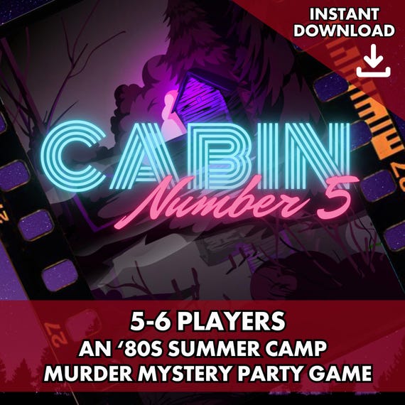80s Summer Camp Murder Mystery Party Game | 5-6 Players | Retro Slasher Horror Inspired Mystery Kit | Printable Digital Download | Cabin #5