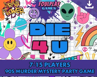 90s Themed Murder Mystery Game | 7-15 Players | Printable Adult Mystery Party Kit | Digital Download | Pop Band Theme Whodunit Dinner Party