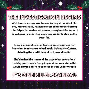 Christmas Murder Mystery Party Game for 6–10 Players Printable | Holiday Hollywood Mystery Kit | 1950s Vintage Dinner Party Game image 2