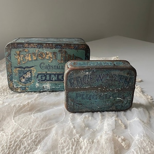 Charming Set of Antique Rustic Farmhouse Tins, 1920s