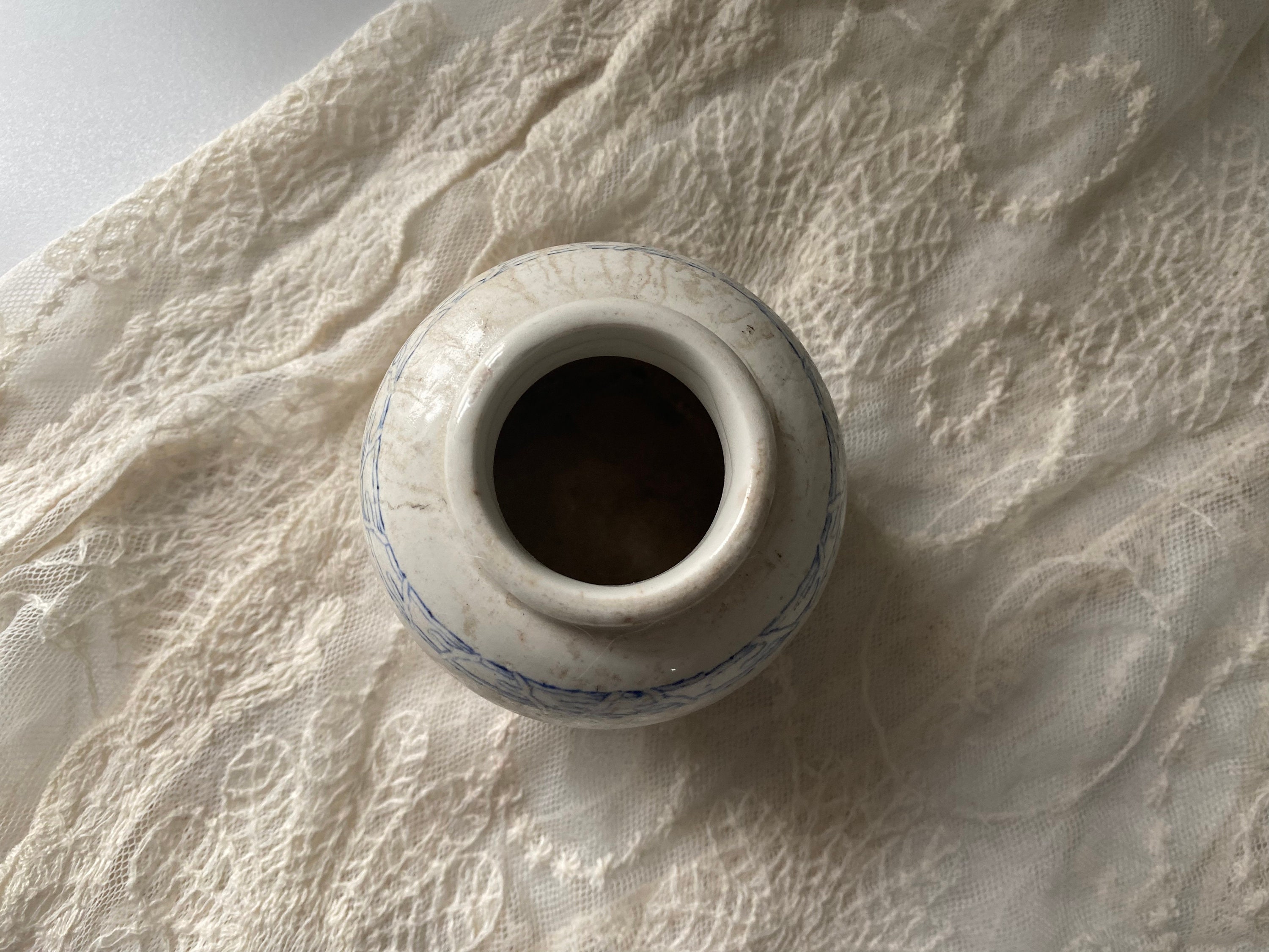 Antique Rustic Blue & White Ginger Jar - Etsy