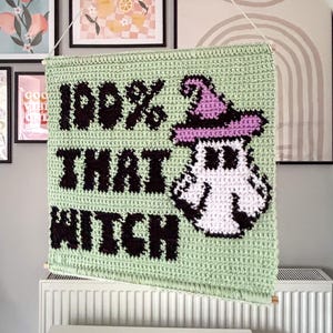 PDF | Crochet 100% dass Hexe Wandbehang-Muster | Wohnkultur | Wandteppich | Intarsien | Halloweens