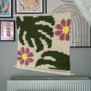 PDF | Crochet Monstera Plant Wall Hanging Pattern | Home Decor | Tapestry | Intarsia