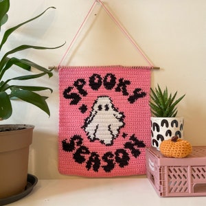 PDF | Crochet Spooky Season Wall Hanging Pattern | Halloween Home Decor | Tapestry | Intarsia