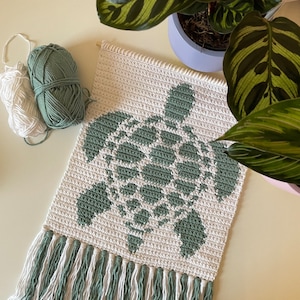 PDF | Crochet Turtle Wall Hanging Pattern | Crochet Home Decor | Tapestry Sea Turtle | Intarsia