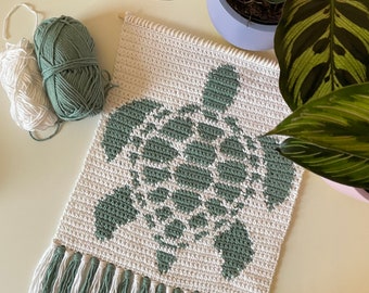 PDF | Crochet Turtle Wall Hanging Pattern | Crochet Home Decor | Tapestry Sea Turtle | Intarsia