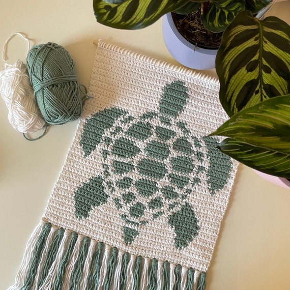 PDF | Crochet Turtle Wall Hanging Pattern | Crochet Home Decor | Tapestry Sea Turtle | Intarsia
