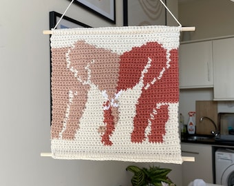 PDF | Crochet Elephant Wall Hanging Pattern | Home Decor | Tapestry | Intarsia