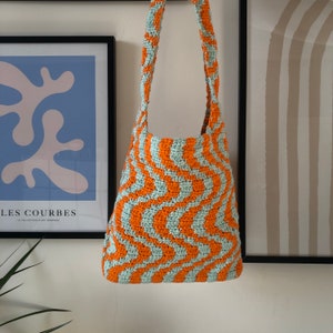 Psychedelic Crochet Bag | Crochet Tote Bag | y2k Bag | Wavy Crochet Bag