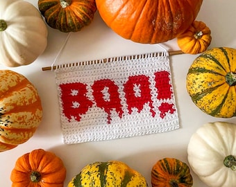 PDF | Crochet BOO Wall Hanging Pattern | Halloween Home Decor | Tapestry | Intarsia