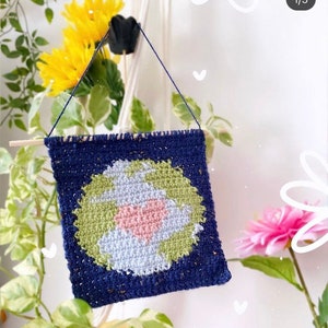PDF Crochet Mini Earth Day Wall Hanging Pattern Home Decor Tapestry Intarsia image 9