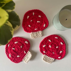 Crochet Mushroom Coasters | Handmade Home Decor |