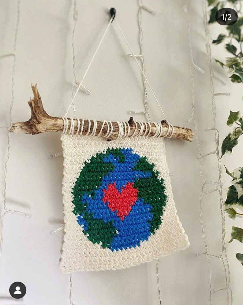 PDF Crochet Mini Earth Day Wall Hanging Pattern Home Decor Tapestry Intarsia image 10