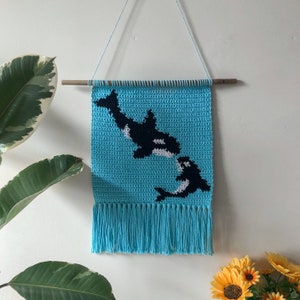 Orca Wall Hanging | Crochet Tapestry Home Decor | Killer Whale