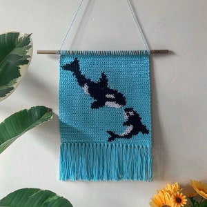 PDF | Crochet Orca Wall Hanging Pattern | Home Decor | Tapestry Whale | Intarsia