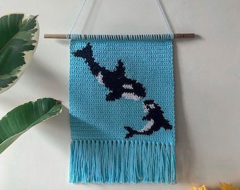 PDF | Crochet Orca Wall Hanging Pattern | Home Decor | Tapestry Whale | Intarsia