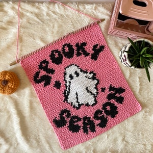 PDF | Crochet Spooky Season Wall Hanging Pattern | Halloween Home Decor | Tapestry | Intarsia