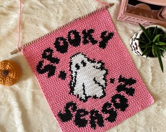 PDF | Crochet Spooky Season Wall Hanging Pattern | Halloween Home Decor | Tapestry | Intarsia