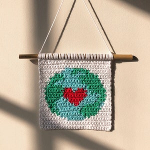 PDF Crochet Mini Earth Day Wall Hanging Pattern Home Decor Tapestry Intarsia image 1
